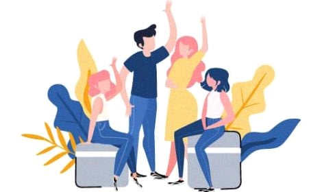 Başarılı Bir Ekip Çalışması Başarılı bir ekip çalışmasını temsil eden illüstrasyon: birlikte çalışan mutlu ekip üyeleri