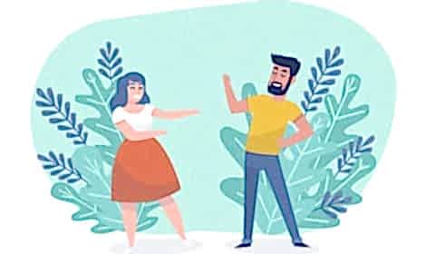 Firmaya Özel Kurumsal Web Tasarım. Her İşletmeye Özel Web Tasarımı Firmaya Özel Hizmetler. Kadın ve erkek figürlü illüstrasyon, arka planda yapraklarla çevrili sade tasarım