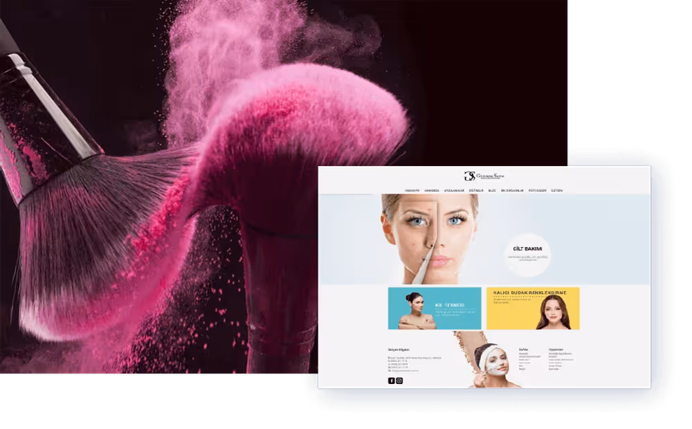 Etkili Landing Page Tasarımı için Görsel Sunum Landing page tasarımına ait temsili web sayfası ve kozmetik temalı görsel