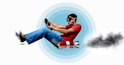 Wordpress Site Hızlandırma ve Güvenli WordPress Altyapısı Görseli Jet motoruyla hızlanan bir adam görseli; site hızlandırma ve güvenli web altyapısını simgeler