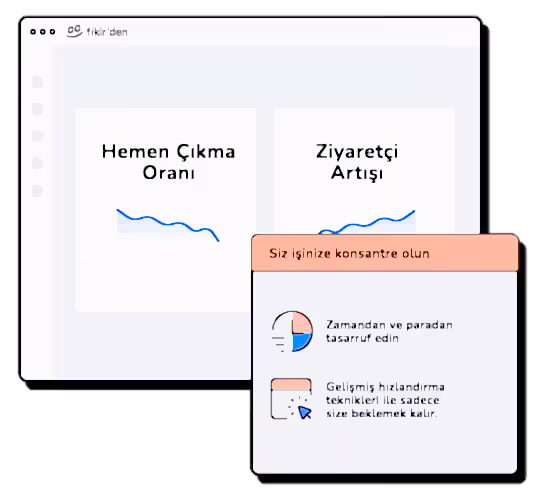 WordPress Site Hızlandırma ile Performans Artışı Web sitesi hızlandırma grafik ekranı: hemen çıkma oranı düşüşü ve ziyaretçi artışı
