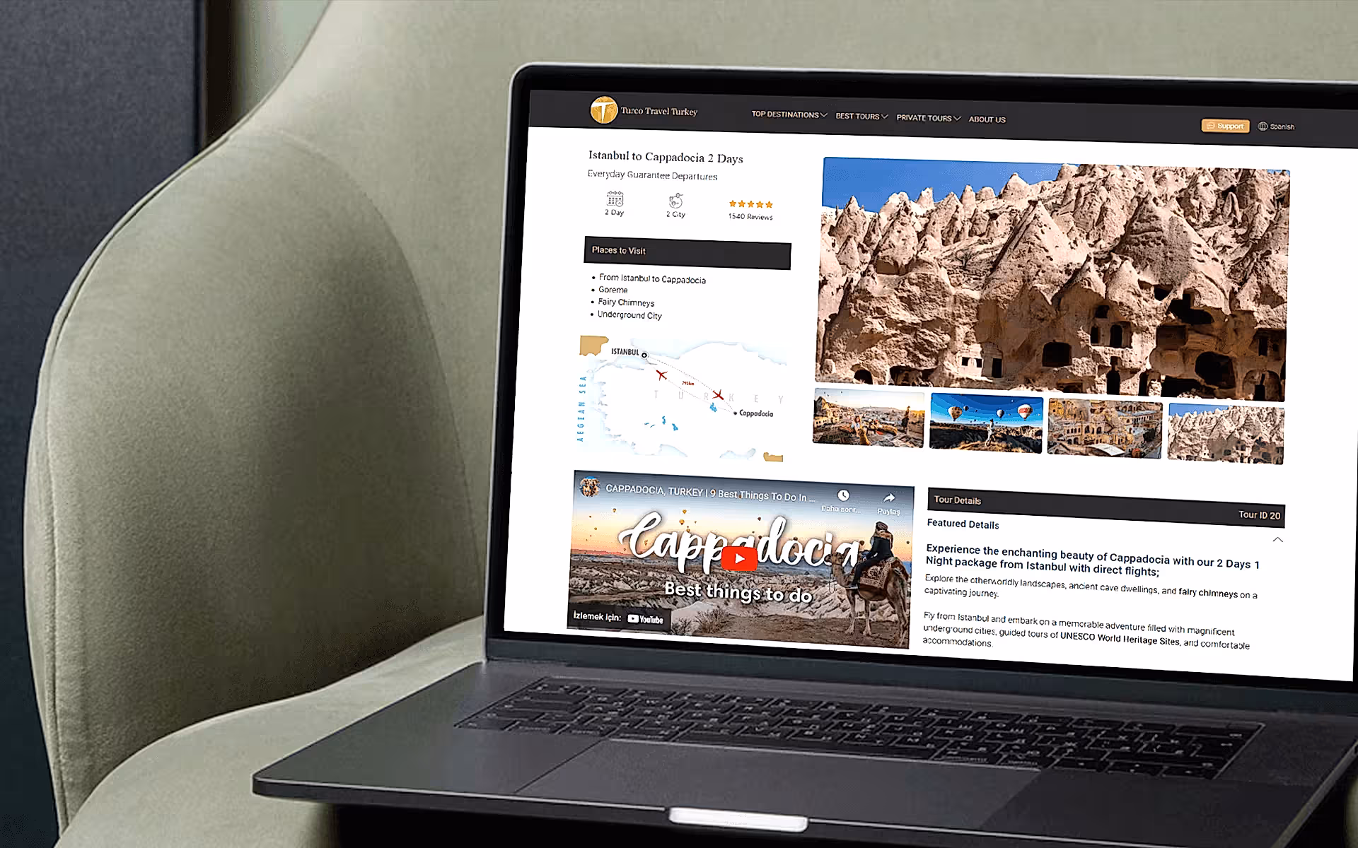Turco Travel – Uluslararası Turizm ve Gezi Web Sitesi Turco Travel seyahat acentesi için WordPress gezi ve tur tanıtım sitesi